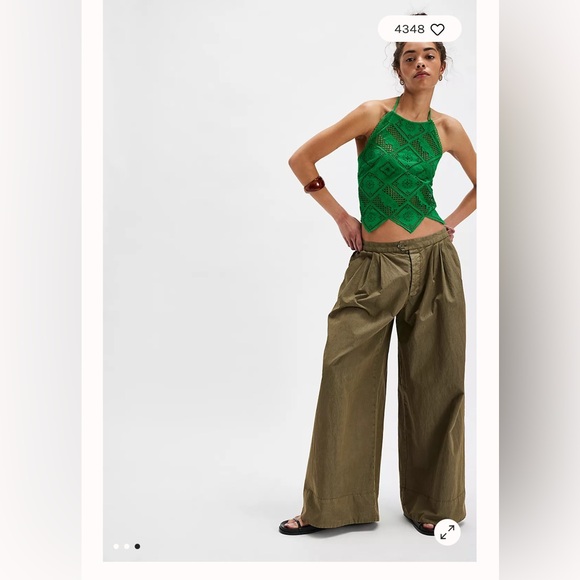 Free People Hankie Halter Top. NWT. Kelly green combo - Picture 3 of 3